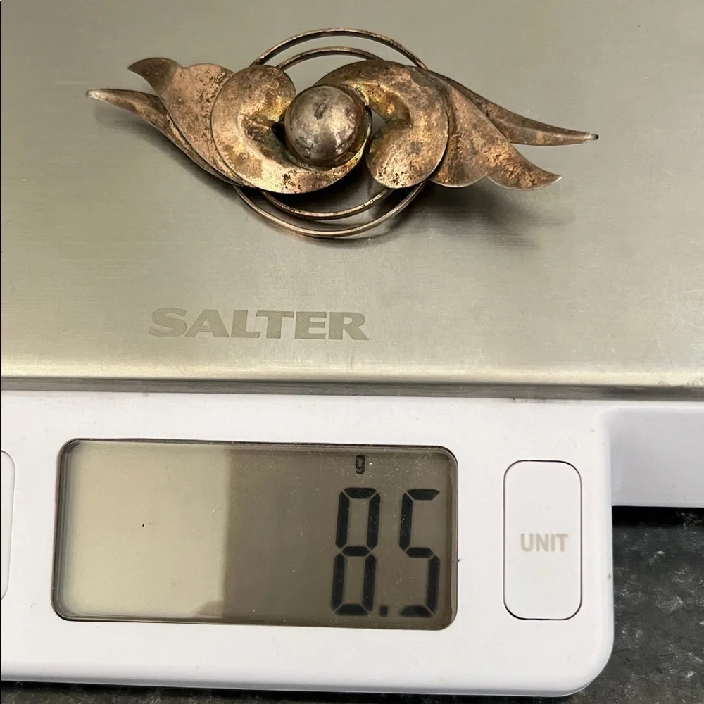 Vintage Sterling Silver Art Deco Modernist Brooch Art Nouveau